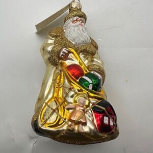 2000 Patricia Breen Presents Gold and Stars Santa 6" Ornament